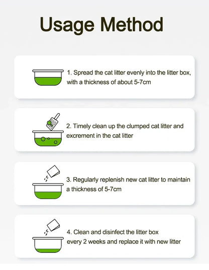 Tofu Cat Litter Green Tea Flavored Cat Litter Deodorizing Clumping Low Dust Non Stick Bottom