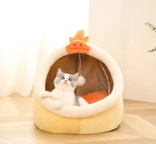 Semi-Enclosed Cat Bed With Removable Cushion Warm Breathable Washable | MyArturito