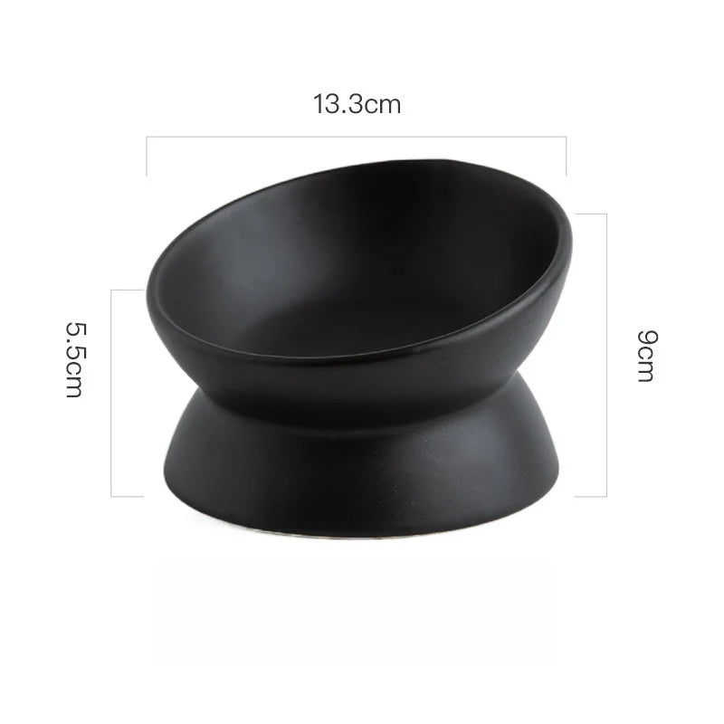 Elevated Cat Bowls Small Dog 15° Tilted Raised Food Feeding Dish Ceramics Stand Feeder for Cats and Puppy 6 Colors