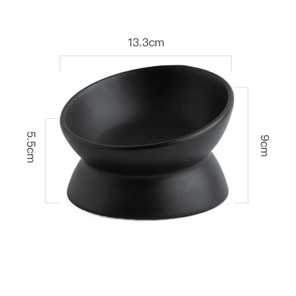 Elevated Cat Bowls Small Dog 15° Tilted Raised Food Feeding Dish Ceramics Stand Feeder for Cats and Puppy 6 Colors