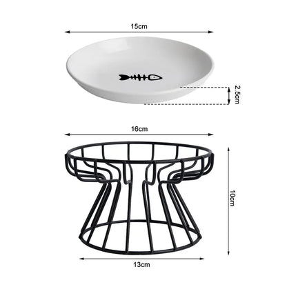Ceramic For Dog Cat Puppy Kitten Elevated Cat Feeder Drinker Pet Feeder Bowl Pet Supplies Cat Food Bowl Water Feeder Container