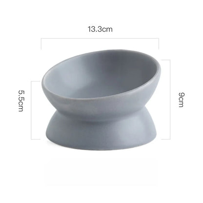 Elevated Cat Bowls Small Dog 15° Tilted Raised Food Feeding Dish Ceramics Stand Feeder for Cats and Puppy 6 Colors