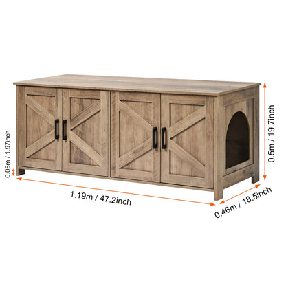 SucceBuy Cat Litter Box Enclosure for 2 Cats Litter Box Furniture Hidden Wooden Cat Box Cabinet Fit Most of Litter Box White