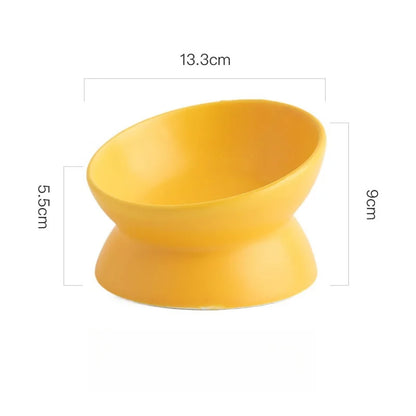 Elevated Cat Bowls Small Dog 15° Tilted Raised Food Feeding Dish Ceramics Stand Feeder for Cats and Puppy 6 Colors